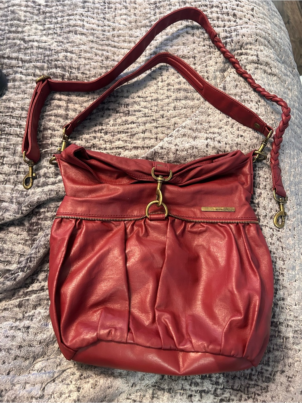 Matt & Nat Wine Red Braided-Strap Convertible Shoulder Bag